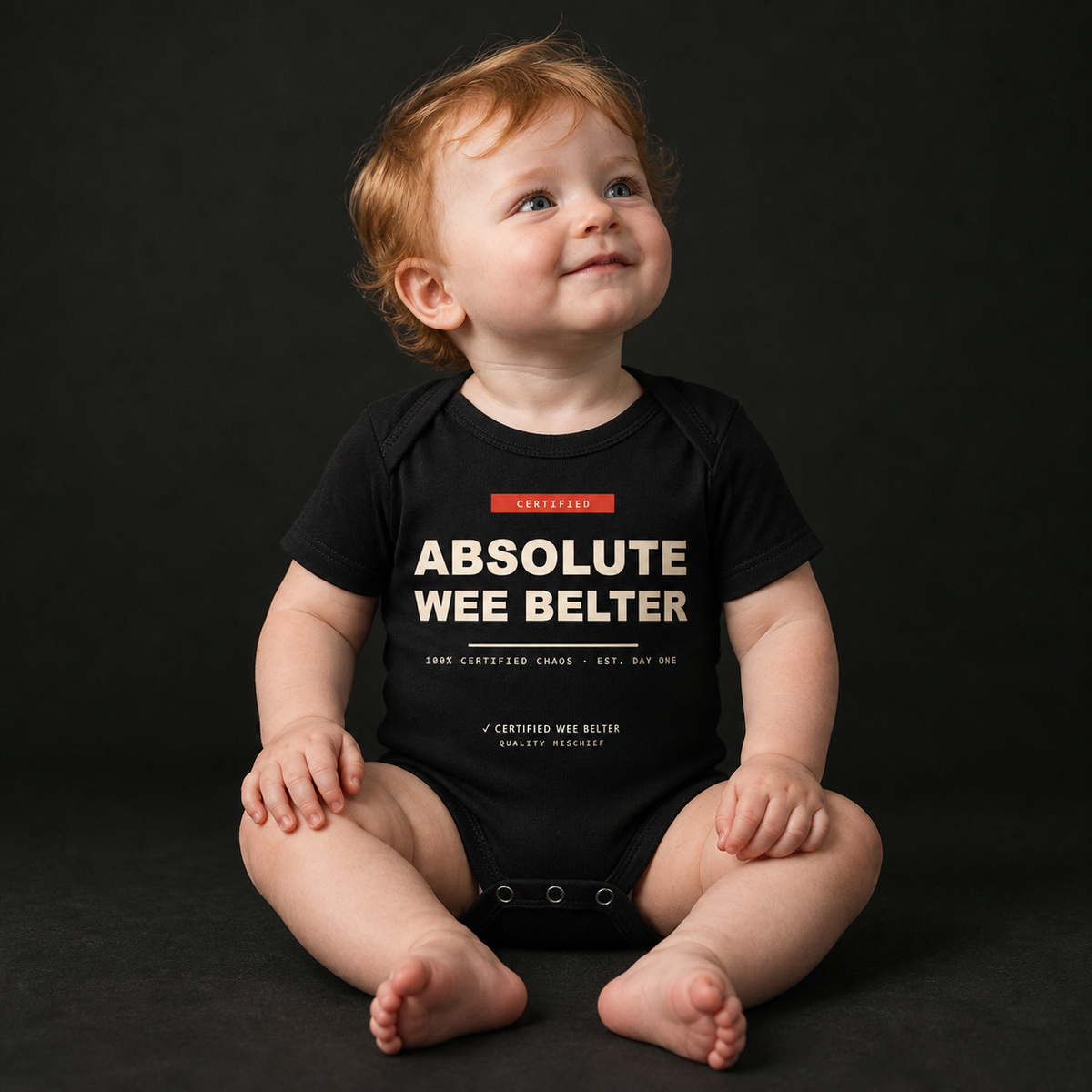 Absolute Wee Belter black organic baby bodysuit