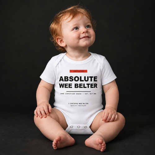 Absolute Wee Belter white organic baby bodysuit