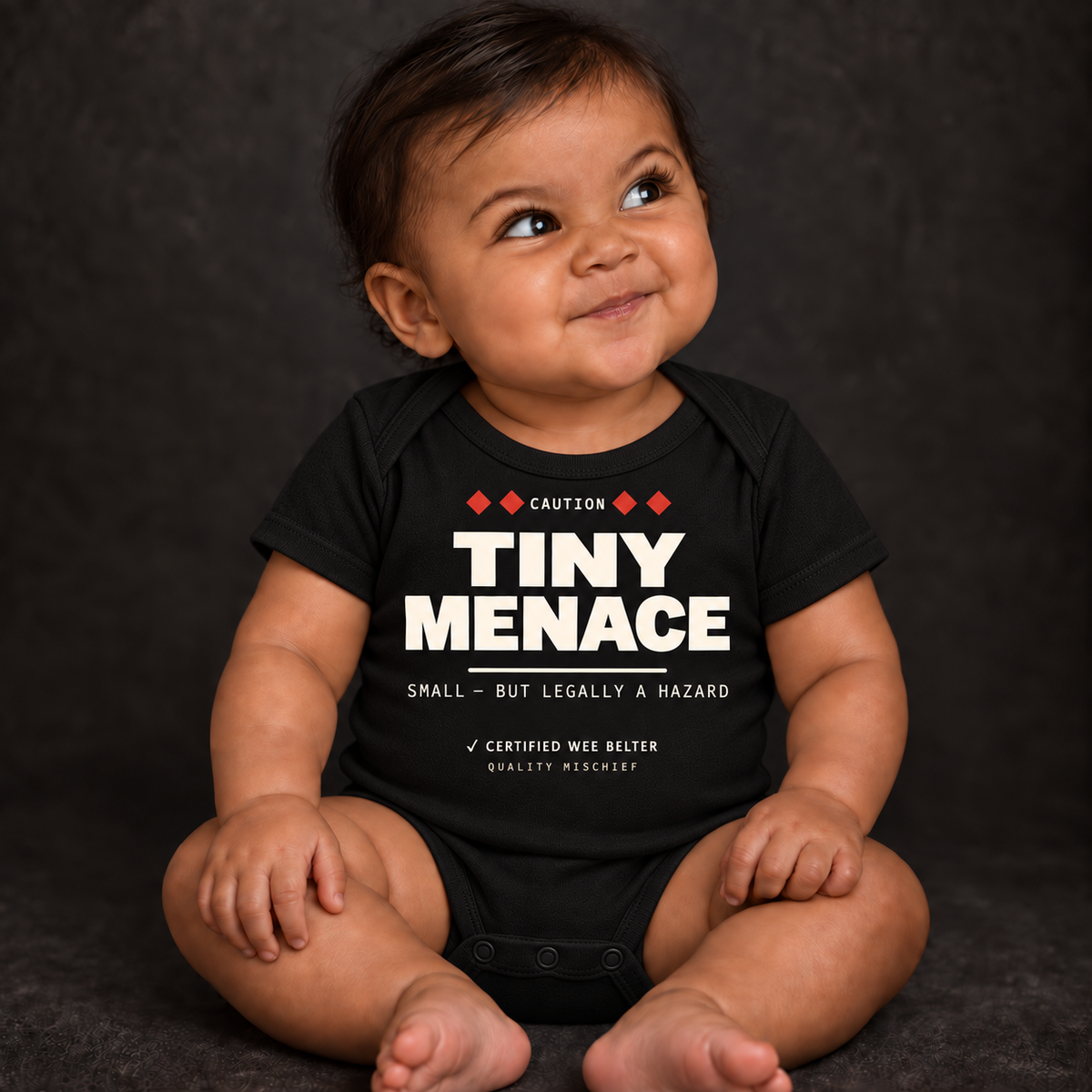 Tiny Menace black organic baby bodysuit