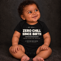 Zero Chill Since Birth black organic baby bodysuit
