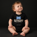 No Scotland No Party black organic baby bodysuit